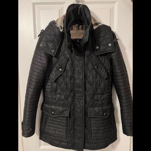 BURBERRY BRIT black quilted jacket detachable hood. Like new. Price is firm.